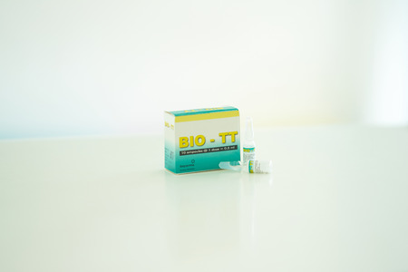 Bangkok ,Thailand,April 6th ,2018,Vaccine box or package of Tetanus prevention vaccine or protection  of Clostridium tetani programe on blur backgroundのeditorial素材