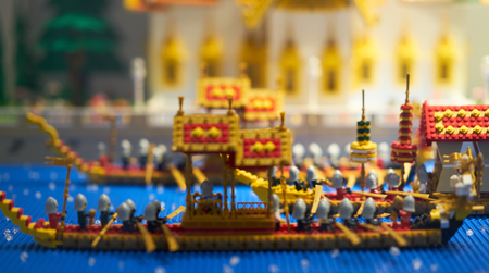 Bangkok ,Thailand ,Dec 24,2018,Thai Royal ceremony ship in row action in lego styleのeditorial素材