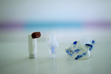 Nasal accuhaler and MDI and Nebulizer mask and Nebulizer cup for asthma, cough or lung disease treatmentの写真素材