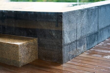 Pool stair made of granite stone textile in hotel
