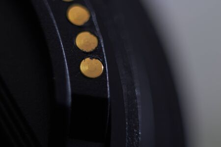 electric contact of lens in macro closed up focusの写真素材