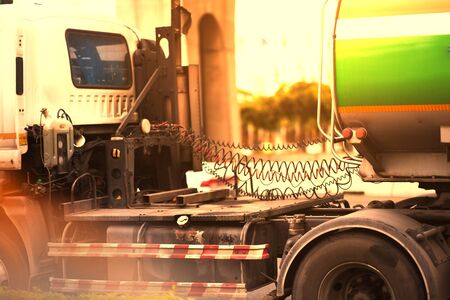 Tow truck with container connection with cable in transportation logistic connection conceptの写真素材