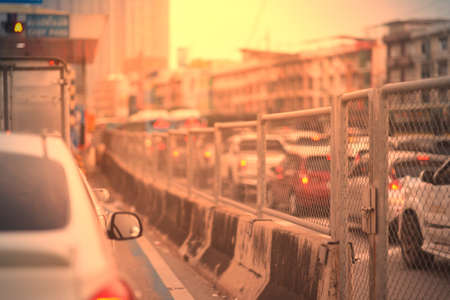 Cars truck on road in traffic jam