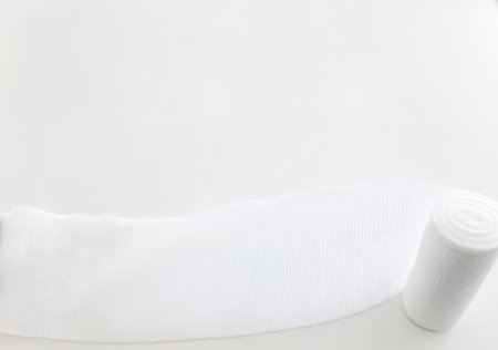 roll gauze in release in line with copy spaceの写真素材