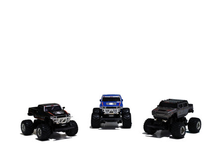 black blue gray monster 4x4 truck with big wheel isolated on white background with copy spaceの写真素材