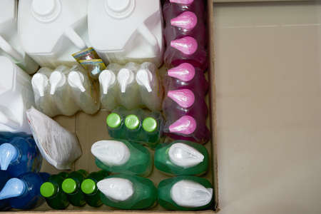 Hoarding box inside home in quarantine period include covid-19,top view