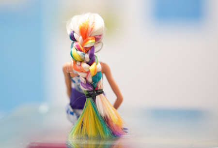 Bangkok, Thailand,Feb 28,2021-back view hair bun of Barbie doll in diy costumeのeditorial素材