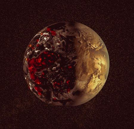 Global warming causes the world to burn as people destroy the environment Elements of this Image...