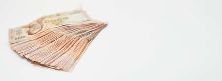 Thai banknotes cash for rich invest and spend debt with copy spaceの写真素材
