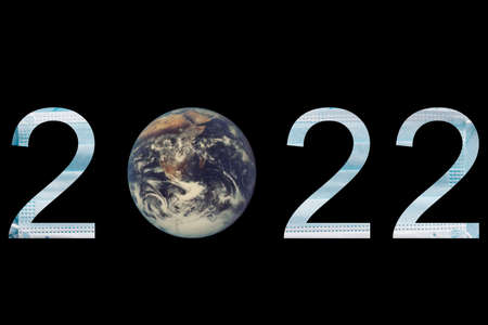 2022 new year calendar cover with mask for remind protect mask prevent covod 19 coronavirusの写真素材