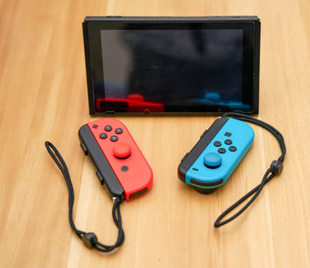 Bangkok ,Thailand,Nov 2,2021-Nintendo switch console with joysticks