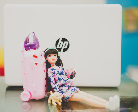 Bangkok,Thailand,Nov 2,2021-child play Barbie doll in roomのeditorial素材