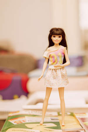 Bangkok,Thailand,Nov 2,2021-child play Barbie doll in roomのeditorial素材