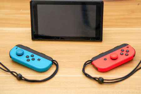 Bangkok ,Thailand,Nov 2,2021-Nintendo switch console with joysticksのeditorial素材