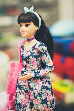 Bangkok,Thailand,Nov 2,2021-child play Barbie doll in roomのeditorial素材