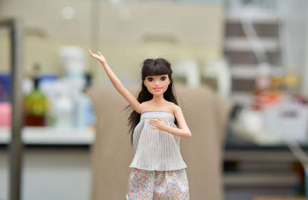 Bangkok,Thailand,Aug 30,2021-barbie dress with a strapless dress children's toys raise handのeditorial素材
