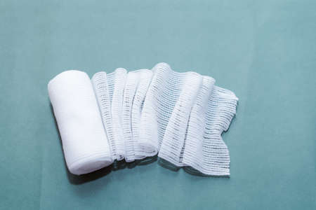 Gauze bandage in roll with wrinkledの写真素材