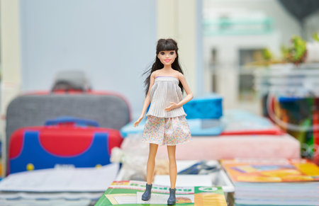 Bangkok,Thailand,Aug 30,2021-barbie dress with a strapless dress children's toys