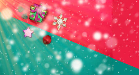 Xmas decoration festive in merry year with light ornament gift deer and copy space for Happy new year seasonal frame for greeting shiny background cardの写真素材