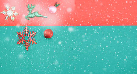 Xmas decoration festive in merry year with light ornament gift deer and copy space for Happy new year seasonal frame for greeting shiny background cardの写真素材