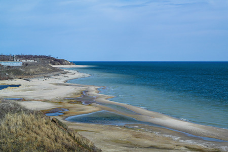 view from a cliff on the coast of Tsimlyansk seaの写真素材