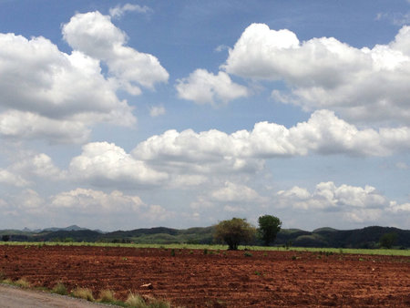 View of landscape with cloud and blue sky の素材