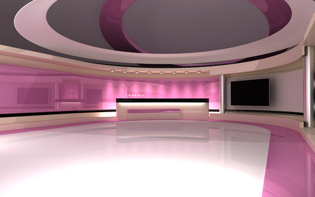 Tv Studio. News studio. The perfect backdrop for any green screen or chroma key video or photo production. 3d render. 3d visualisationの写真素材