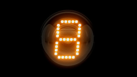 Eight. Digit 8. Nixie tube indicator digit. Gas discharge indicators and lamps. 3D. 3D Renderingの写真素材