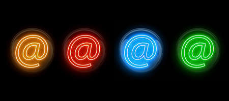 Email. Email symbol. Nixie tube indicator. Gas discharge indicators and lamps. 3D. 3D Renderingの写真素材