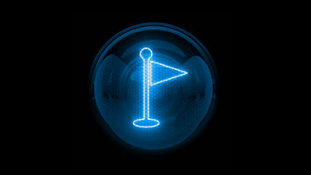 GPS location. Flag. Nixie tube indicator. Gas discharge indicators and lamps. 3D. 3D Rendering