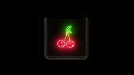 Cherry. Cherry symbol. Nixie tube indicator. 3D. 3D Renderingvの写真素材