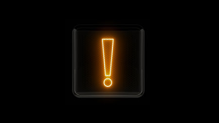 Exclamation. Exclamation mark symbol. Nixie tube indicator. Gas discharge indicators and lamps. 3D....
