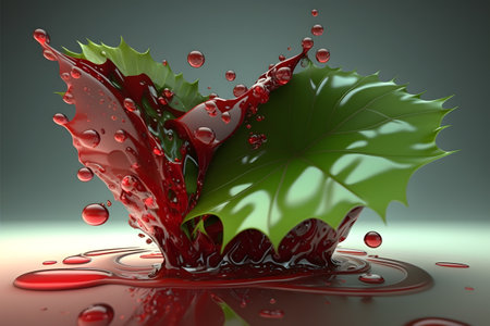 Fruit juice splash with berries. 3d illustration. 3d rendering. Generative AI technology.の素材