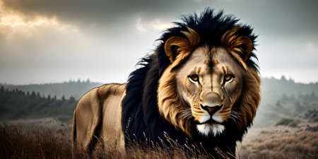 Lion in the wild. Wildlife scene from Africa. African animal.の素材