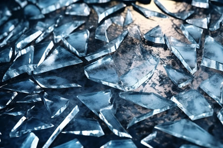 Pieces of broken ice on a dark background. Abstract background. Generative AI technology.の素材