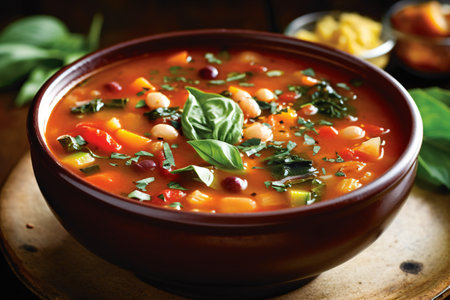 Comforting and hearty soups and stews. Soup or stew of meat and vegetables seasoned with paprika and other spices. Generative AI technologyの素材