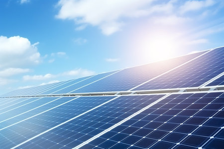 solar panels, photovoltaic, alternative electricity source - concept of sustainable resourcesの素材