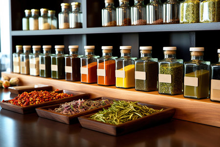 Gourmet ingredients.  Food cooking ingredients on dark background.の素材