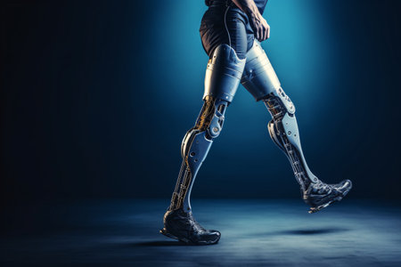 Bionic prosthetic leg. Cybernetic technologies in prosthetics. Leg prosthesis.の素材