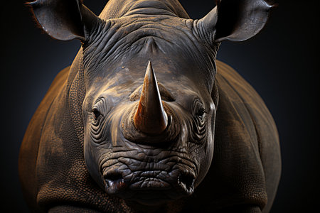 Rhinoceros on a black background. close-up.の素材
