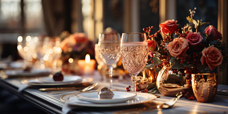 Beautiful table setting for wedding or another catered event dinner.の素材