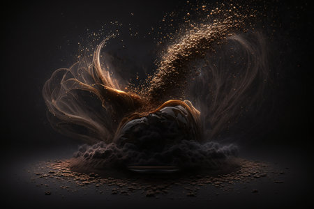 3d rendering of a cloud of dust and smoke in black backgroundの素材