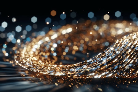 3d render, abstract background with golden bokeh defocused lightsの素材