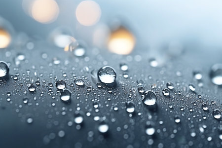 Water drops on a dark blue background. Shallow depth of field.の素材