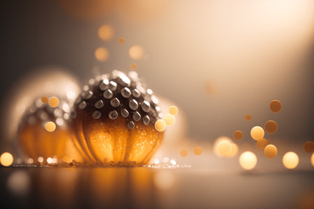Christmas decoration on a dark background with bokeh defocused lightsの素材