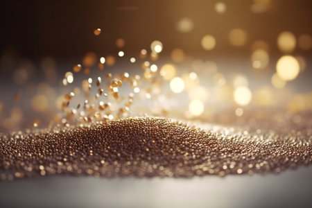 Golden glitter background with bokeh defocused lights. 3D renderingの素材