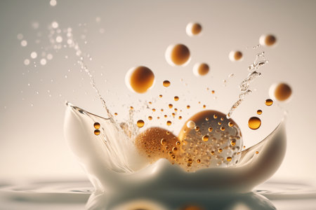 Splash of milk with drops and splashes. 3d renderingの素材