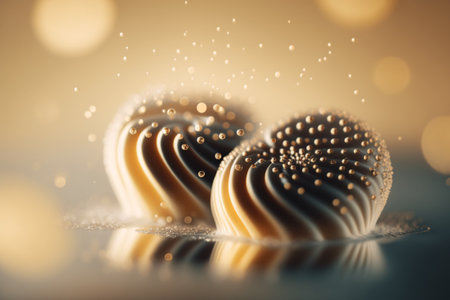 3d rendering of abstract spheres in water with bokeh backgroundの素材