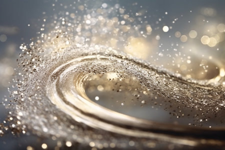 Water splashes on bokeh background. 3d rendering.の素材