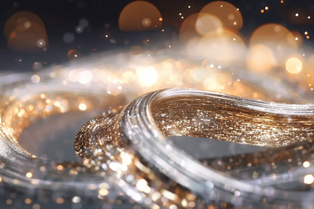 Abstract gold background with bokeh defocused lights. 3d renderingの素材